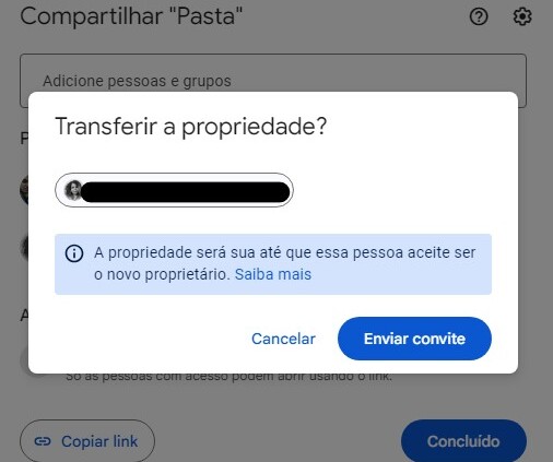 transferir propriedade Google Drive