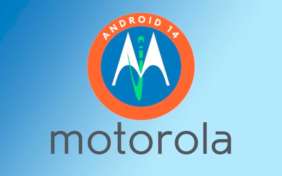 Logo da Motorola com o anel do logo do Android 14