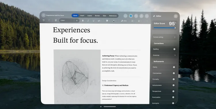 Apple Vision Pro com Word