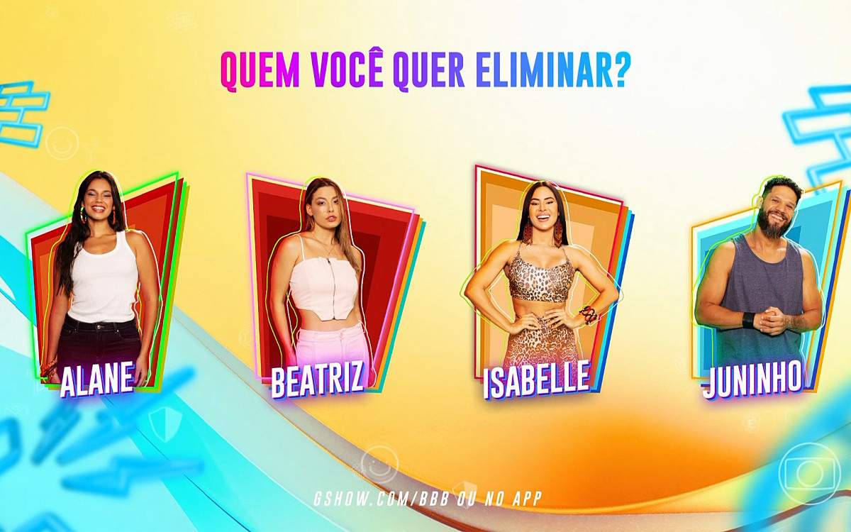 Como votar no paredão 7 do BBB 24 para sair Alane, Beatriz, Isabelle ou Juninho