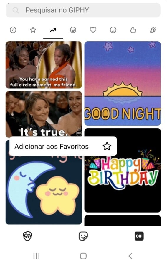 como adicionar gifs aos favoritos