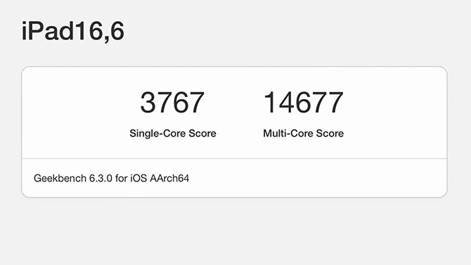 Resultado do teste do iPad Pro 2024 no Geekbench