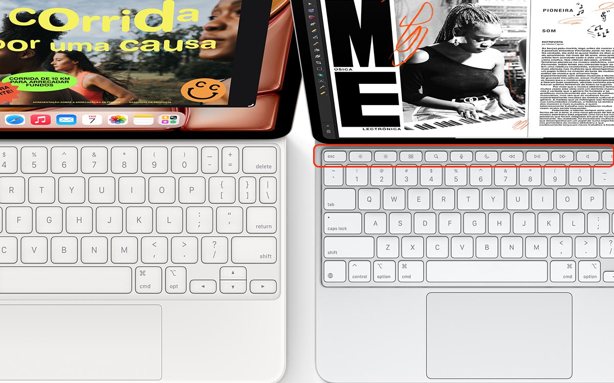 Diferença do Apple do Magic Keyboard e do Magic Keyboard para iPad Pro