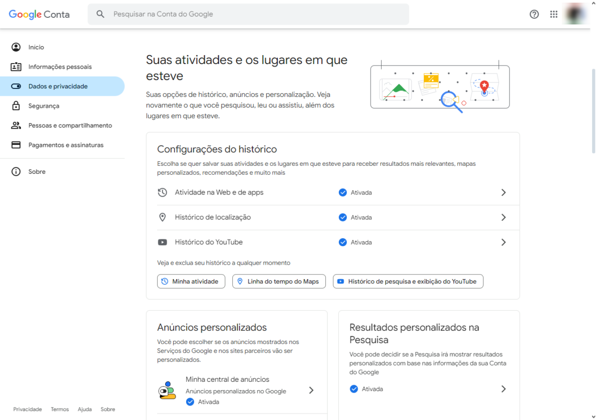 Passo a passo para visualizar e apagar sua atividade no Google