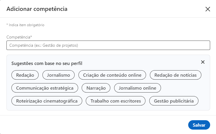 Tutorial LinkedIn competências