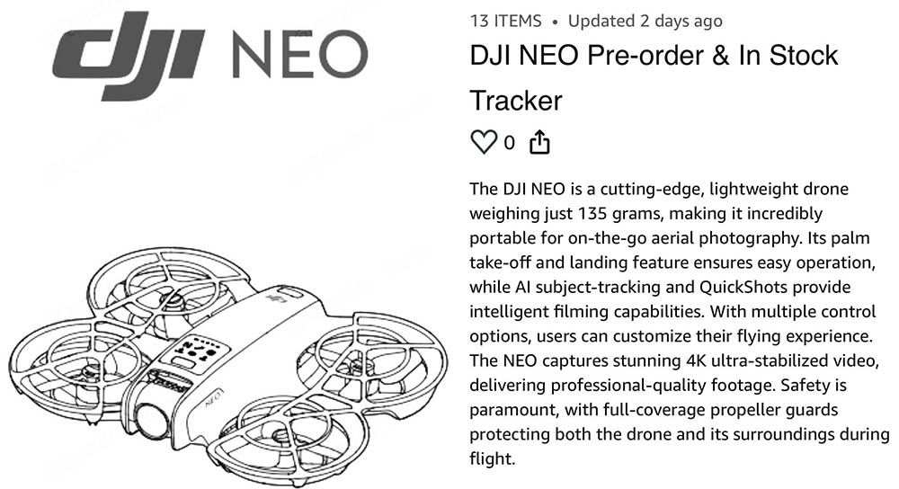 DJI Neo Specs