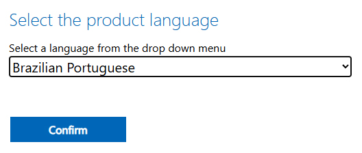 Selecionando o idioma