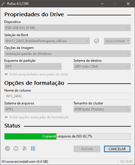 Criando a mídia de instalação do Windows 11 24H2