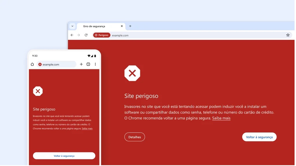 proteção chrome contra phishing e malware