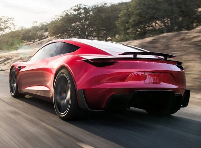 imagem traseira do Tesla Roadster